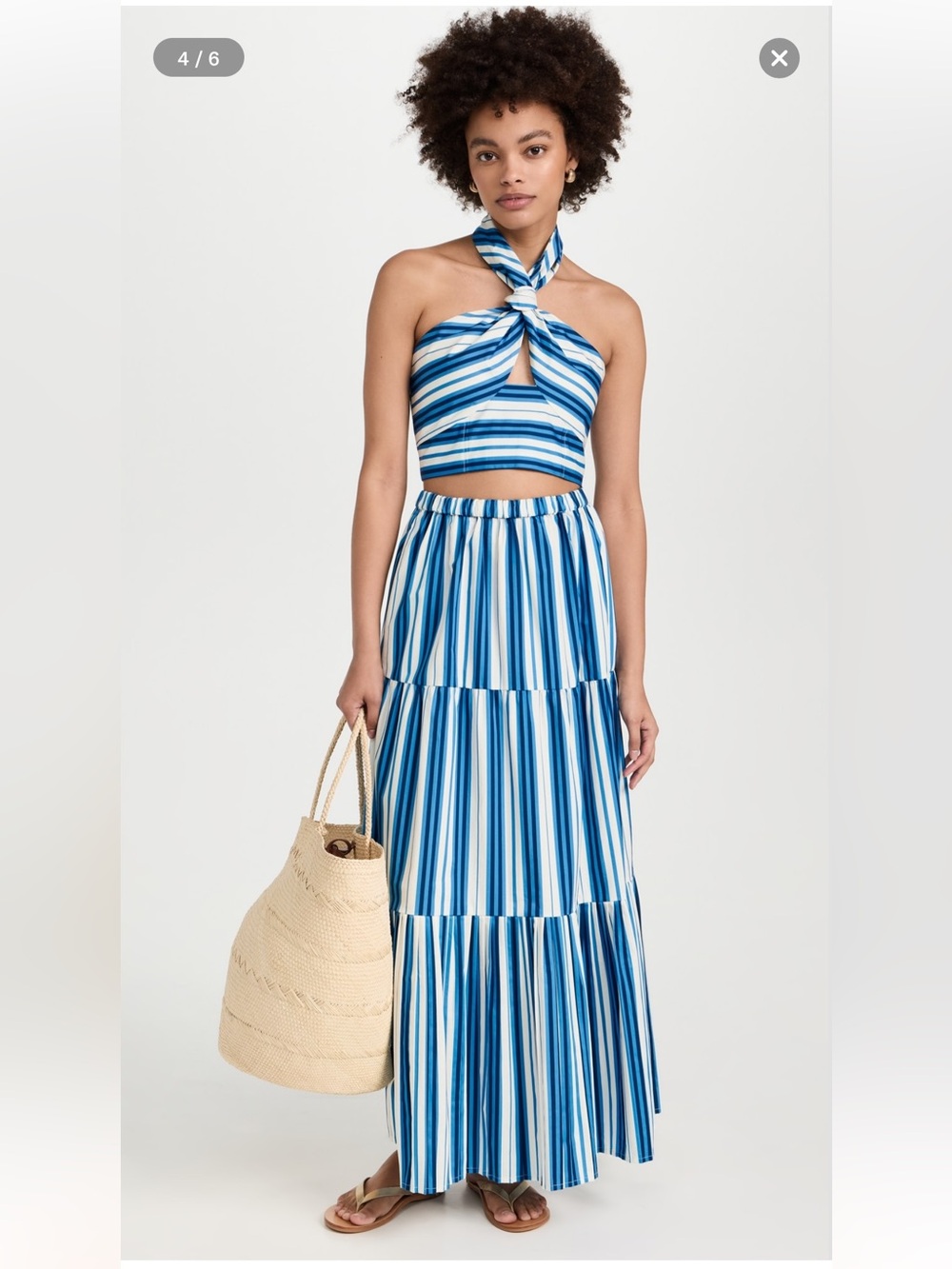 SOLID & STRIPED Blue and White Striped Maxi Skirt
